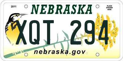 NE license plate XQT294