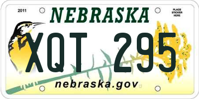 NE license plate XQT295