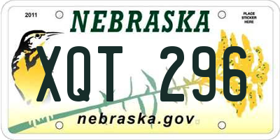 NE license plate XQT296