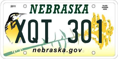 NE license plate XQT301
