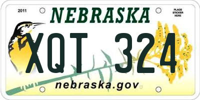 NE license plate XQT324