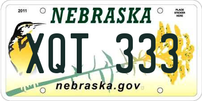 NE license plate XQT333