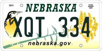 NE license plate XQT334