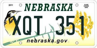 NE license plate XQT351