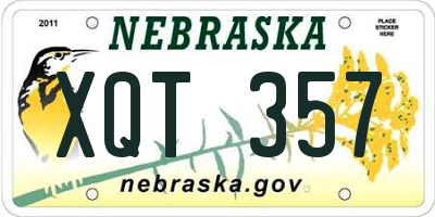 NE license plate XQT357