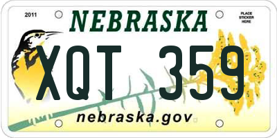 NE license plate XQT359