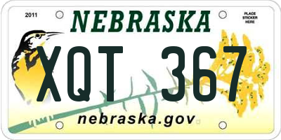 NE license plate XQT367