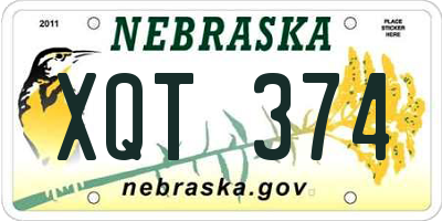 NE license plate XQT374