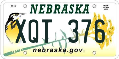 NE license plate XQT376