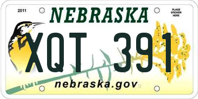 NE license plate XQT391