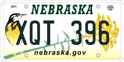 NE license plate XQT396