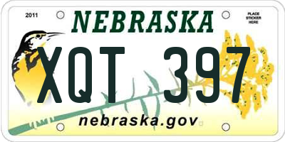 NE license plate XQT397
