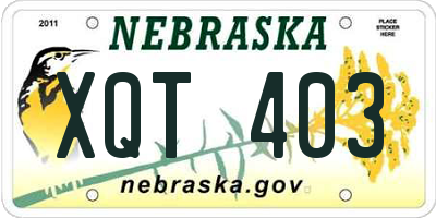 NE license plate XQT403