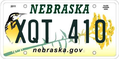 NE license plate XQT410