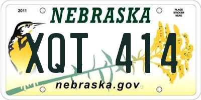 NE license plate XQT414