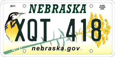 NE license plate XQT418