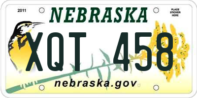 NE license plate XQT458