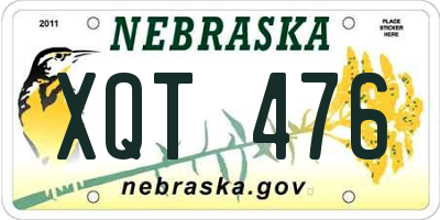NE license plate XQT476