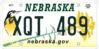 NE license plate XQT489