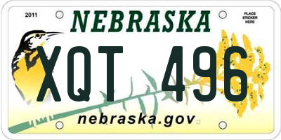 NE license plate XQT496