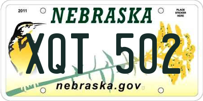 NE license plate XQT502