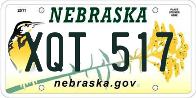 NE license plate XQT517