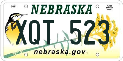 NE license plate XQT523
