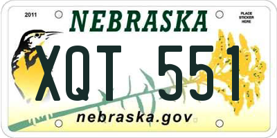 NE license plate XQT551