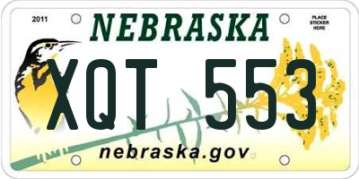NE license plate XQT553