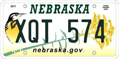 NE license plate XQT574