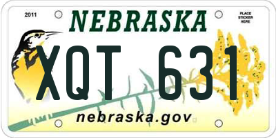 NE license plate XQT631