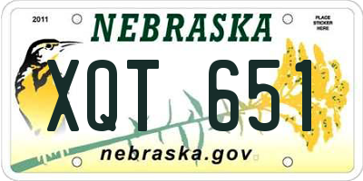 NE license plate XQT651