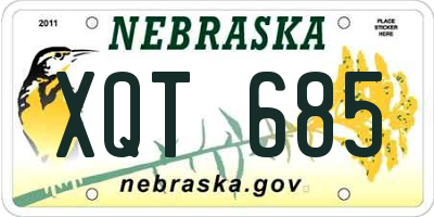 NE license plate XQT685