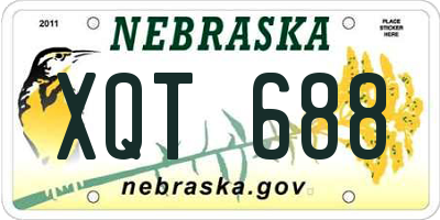 NE license plate XQT688