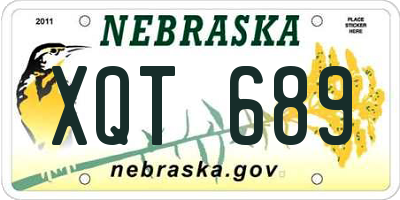 NE license plate XQT689