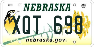 NE license plate XQT698