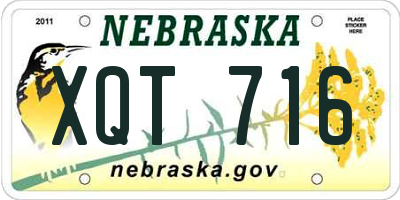 NE license plate XQT716