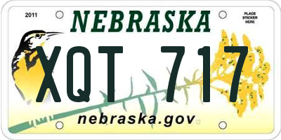 NE license plate XQT717