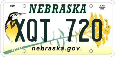 NE license plate XQT720