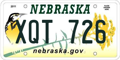 NE license plate XQT726