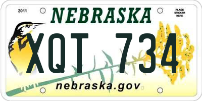 NE license plate XQT734
