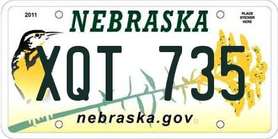 NE license plate XQT735