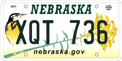 NE license plate XQT736