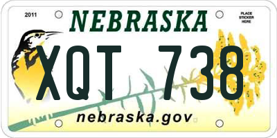 NE license plate XQT738
