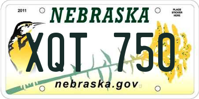 NE license plate XQT750