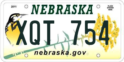 NE license plate XQT754