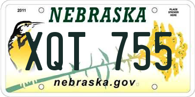 NE license plate XQT755