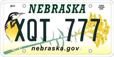 NE license plate XQT777