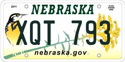 NE license plate XQT793
