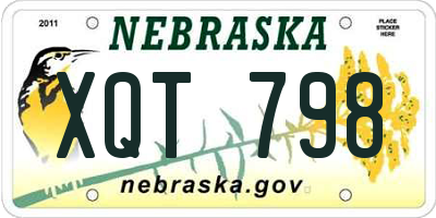 NE license plate XQT798